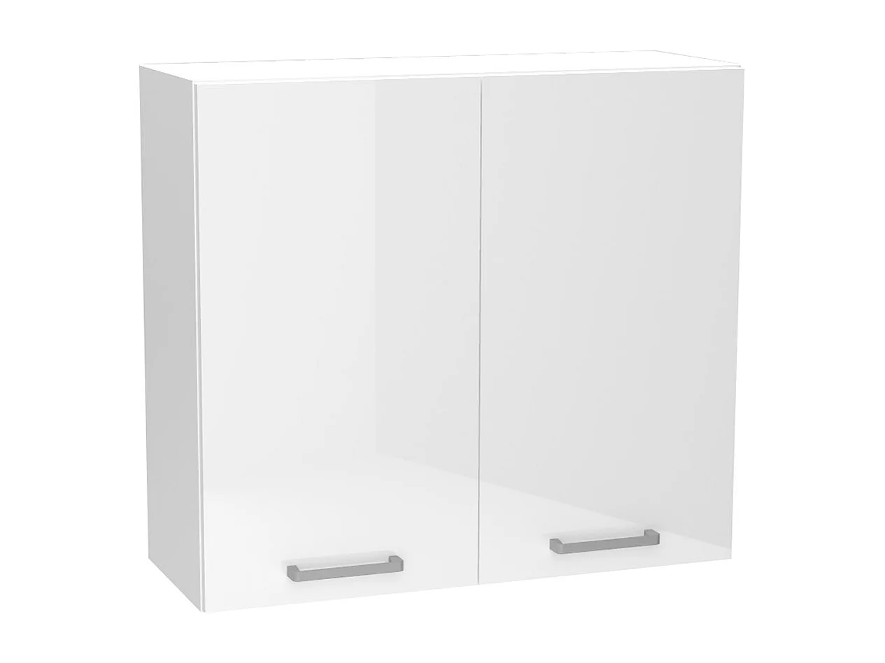 Meuble haut de cuisine avec 2 portes coloris blanc - longueur 80 x profondeur 28 x hauteur 72 cm
