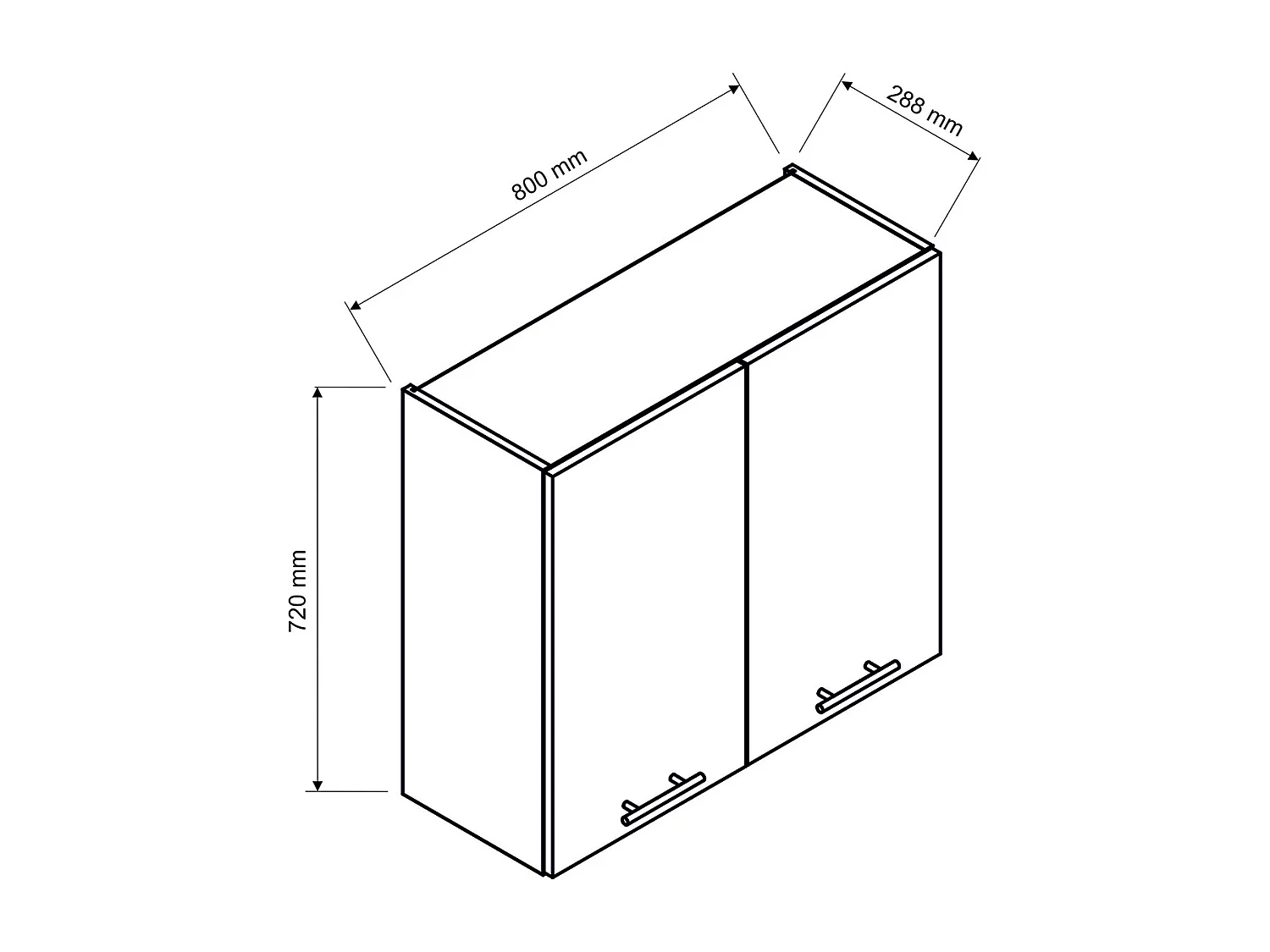 Meuble haut de cuisine avec 2 portes coloris blanc - longueur 80 x profondeur 28 x hauteur 72 cm