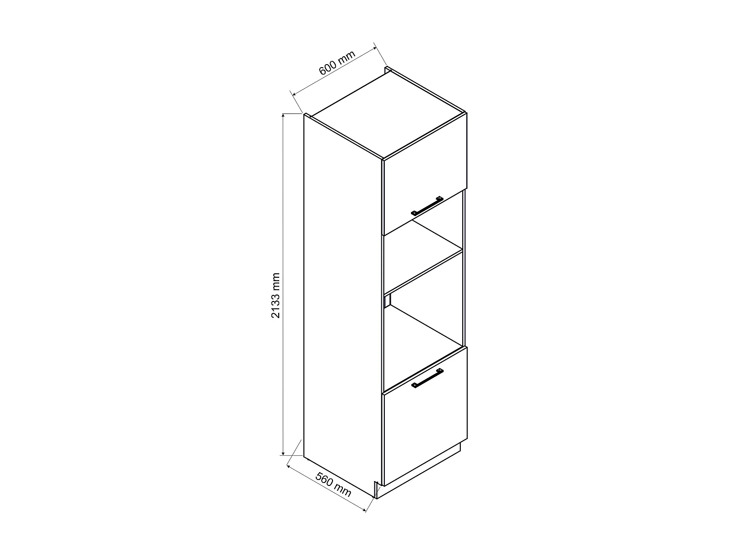 Meuble bas de cuisine pour four avec 2 portes blanc- longueur 60 x profondeur 56 x hauteur 213 cm