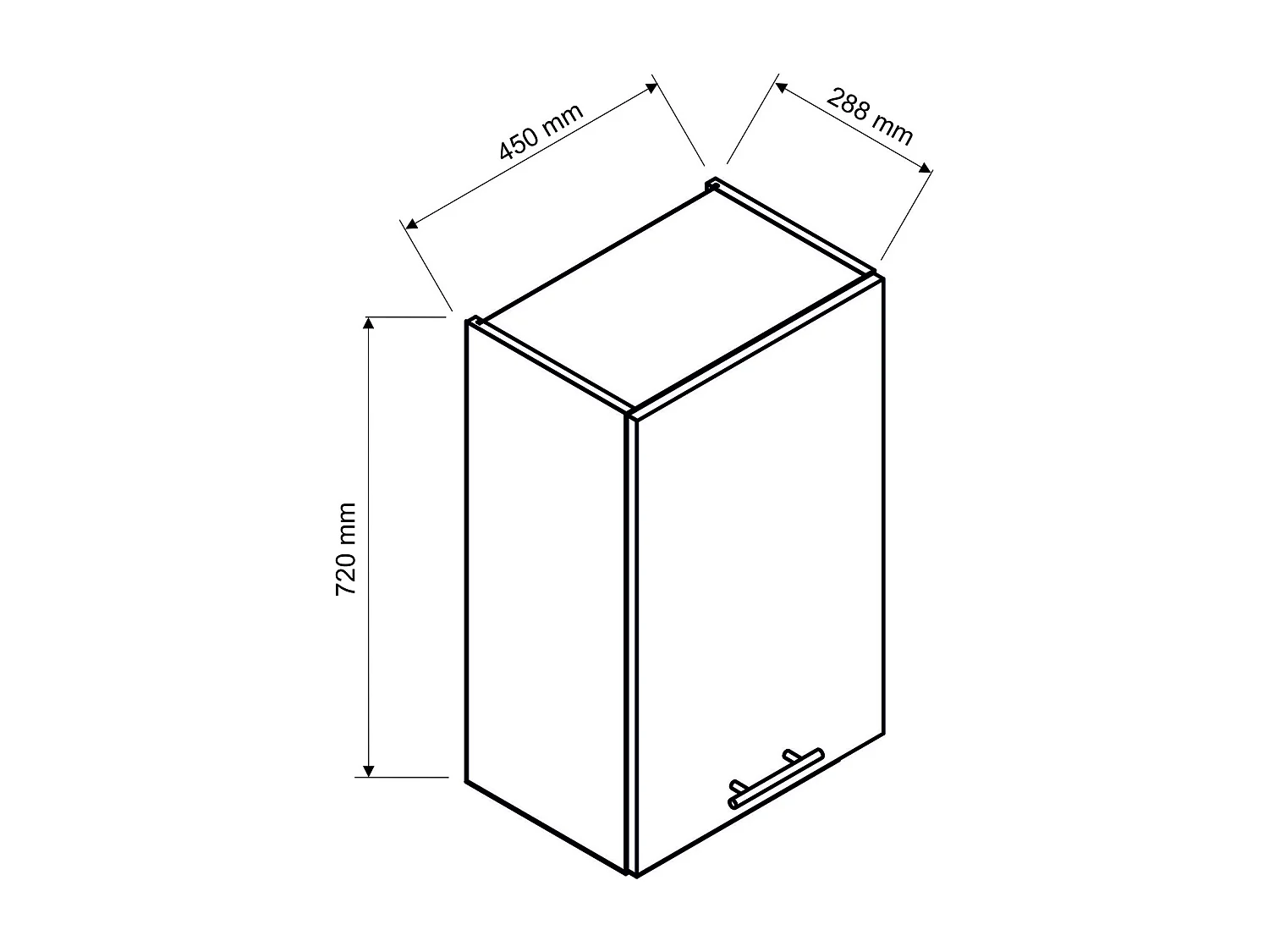 Meuble haut de cuisine coloris blanc avec 1 porte -  longueur 45 x profondeur 28 x hauteur 72 cm