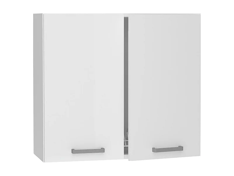 Meuble haut de cuisine avec 2 portes coloris blanc-  longueur 80 x profondeur 28 x hauteur 72 cm