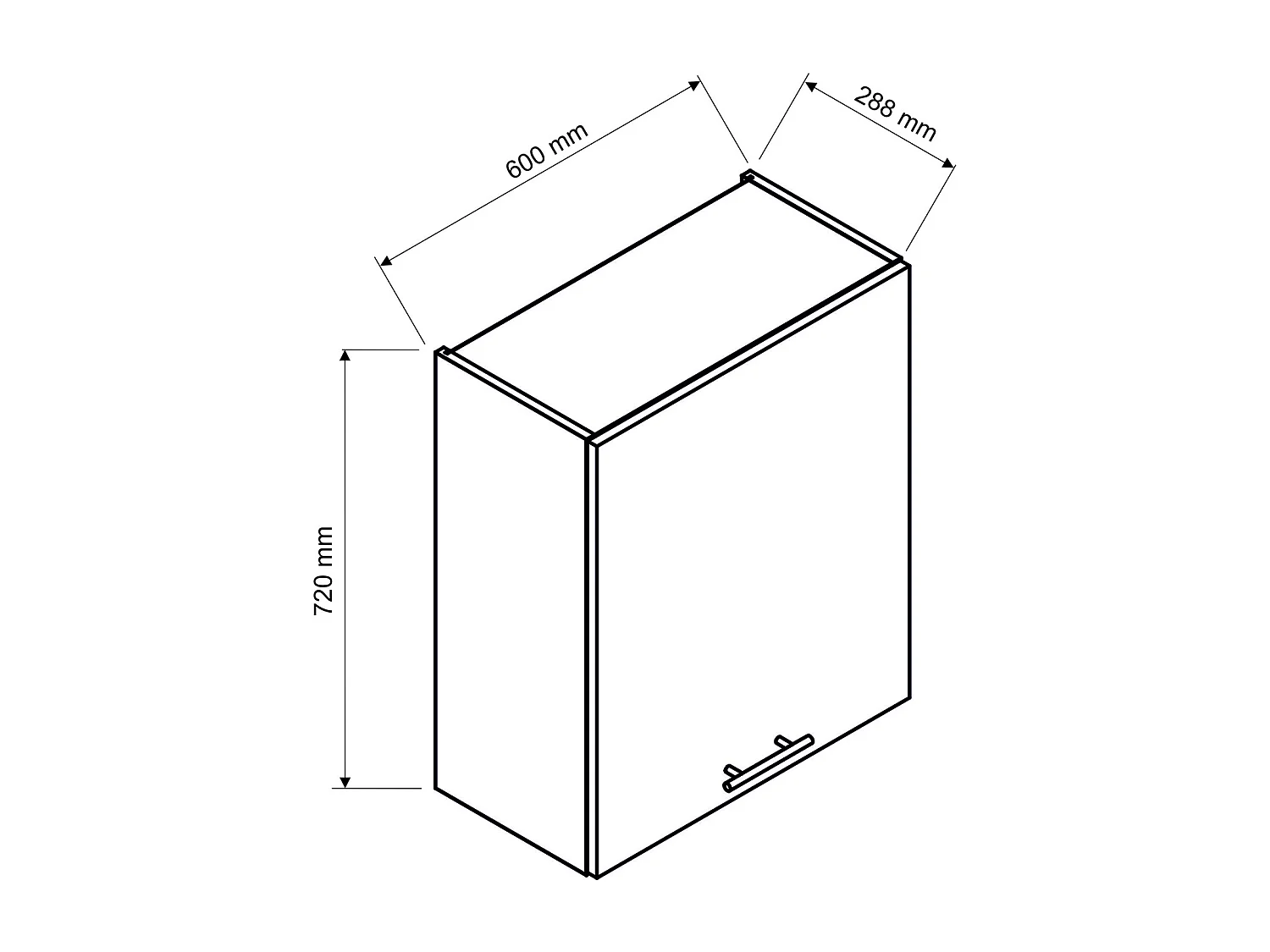 Meuble haut de cuisine coloris blanc avec 1 porte  -  longueur 60 x profondeur 28 x hauteur 72 cm