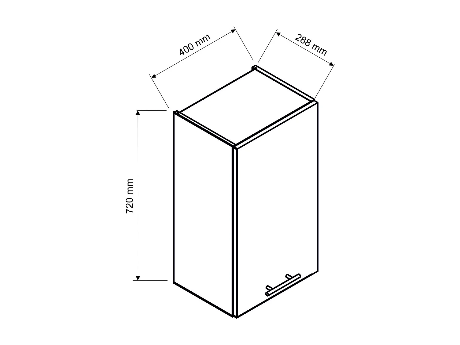 Meuble haut de cuisine coloris blanc avec 1 porte - longueur 40 x profondeur 28 x hauteur 72 cm