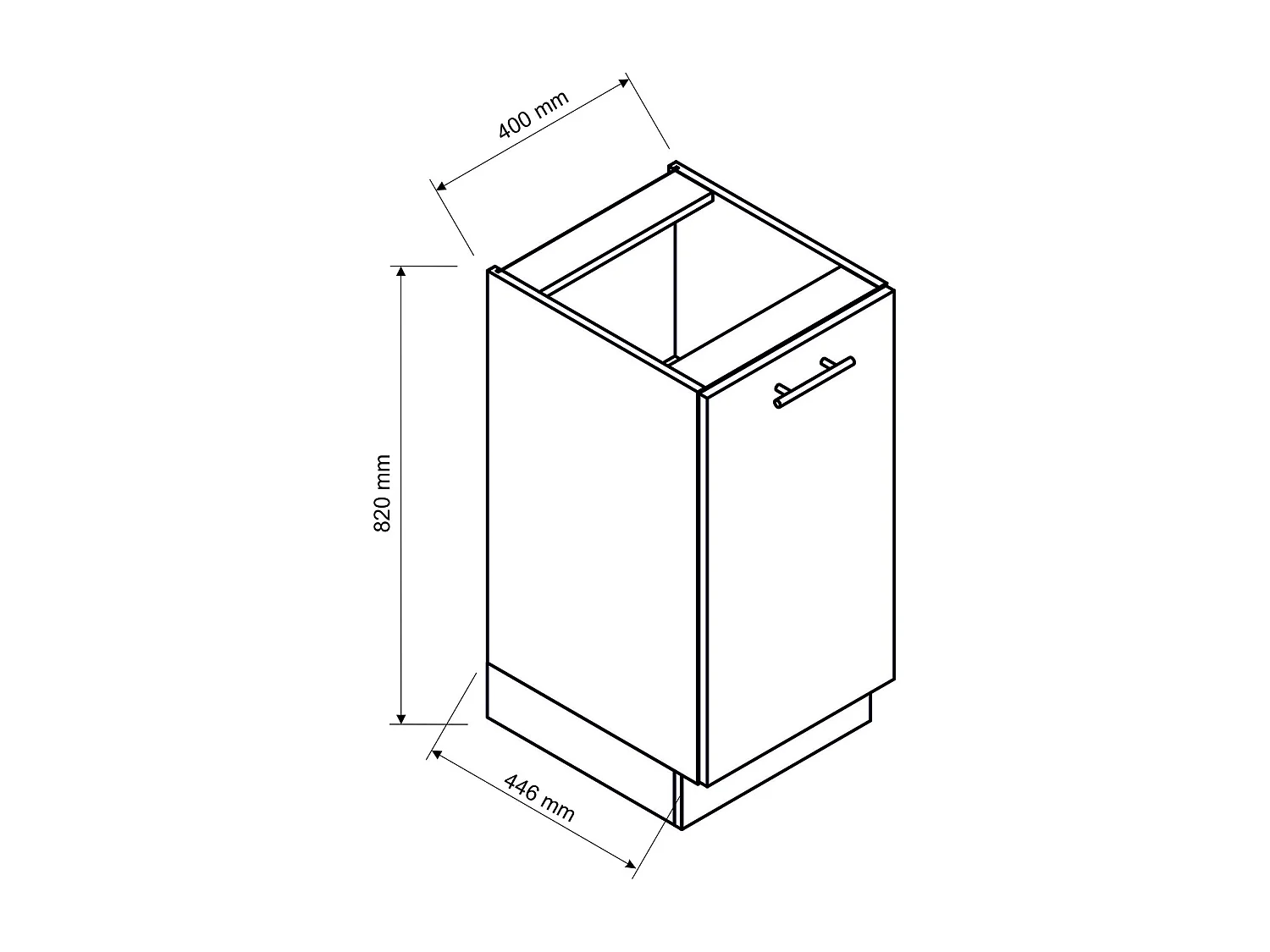 Meuble bas de cuisine avec 1 porte coloris blanc - longueur 40 x profondeur 44,60 x hauteur 82 cm
