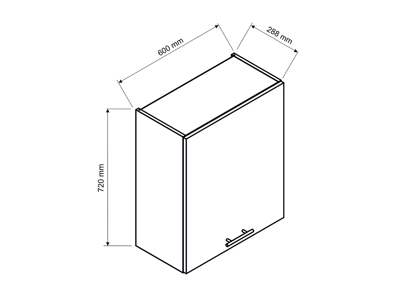 Meuble haut de cuisine avec 1 porte coloris blanc - longueur 60 x profondeur 28 x hauteur 72 cm