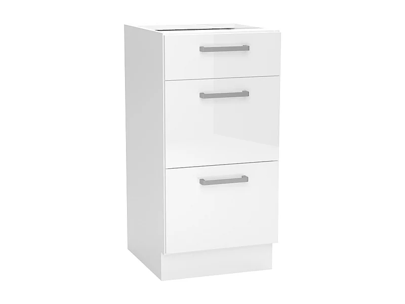 Meuble bas de cuisine avec 3 tiroirs coloris blanc -  longueur 40 x profondeur 44,60 x hauteur 82 cm