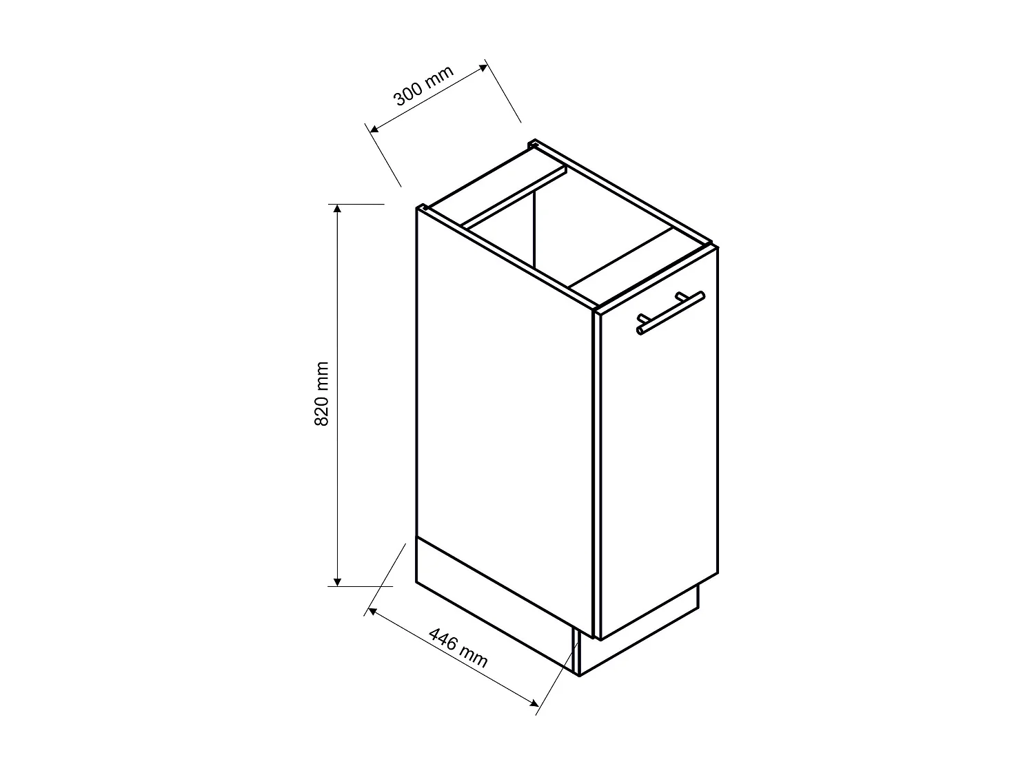 Meuble bas de cuisine avec 1 porte coloris blanc - longueur 30 x profondeur 46,6 x hauteur 82 cm
