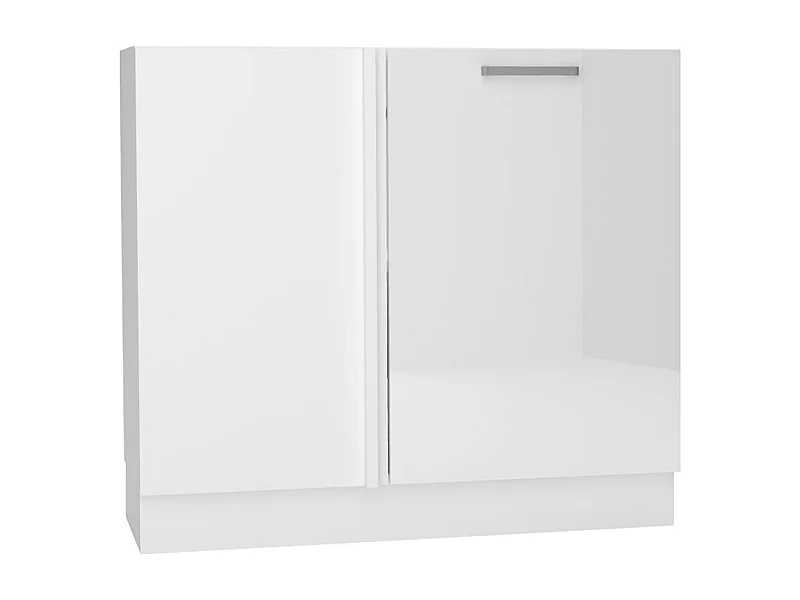 Meuble bas d'angle de cuisine avec 1 porte coloris blanc - longueur 90 x profondeur 90 x hauteur 82 cm