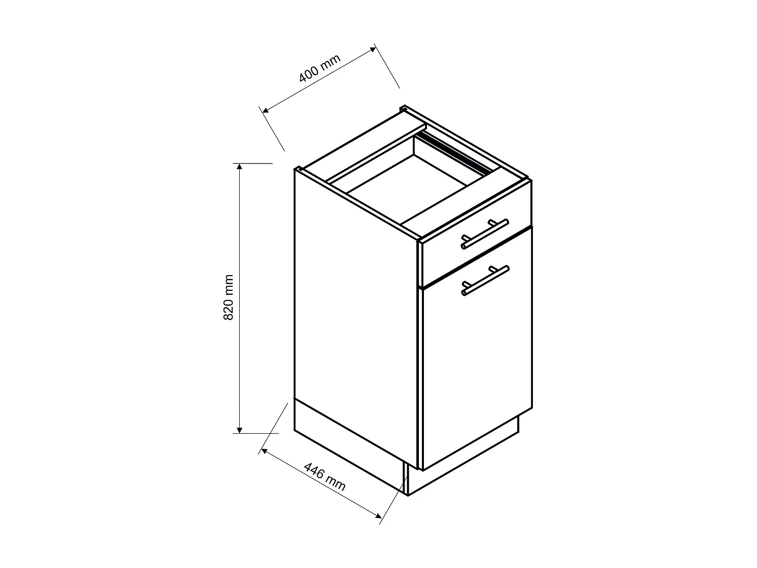 Meuble bas de cuisine avec 1 porte et 1 tiroir coloris blanc - longueur 40 x profondeur 44,60 x hauteur 82 cm