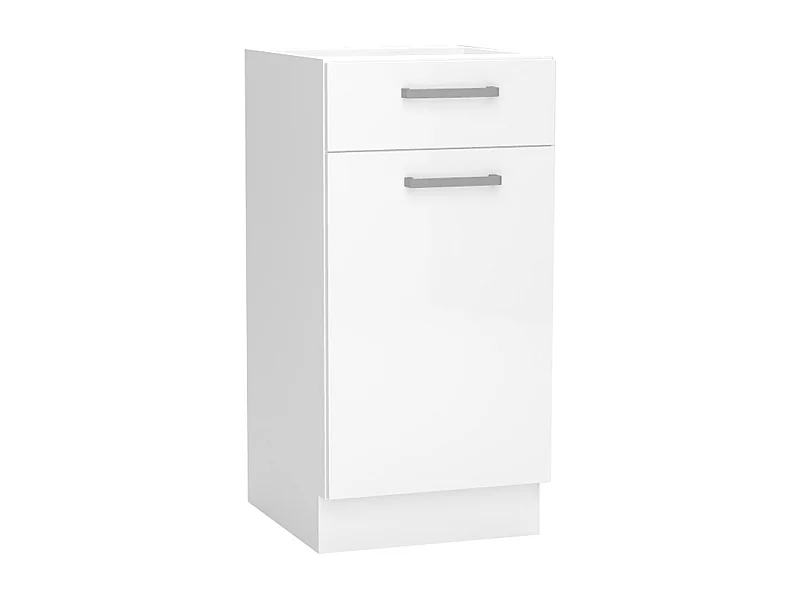 Meuble bas de cuisine avec 1 porte et 1 tiroir coloris blanc - longueur 40 x profondeur 44,60 x hauteur 82 cm