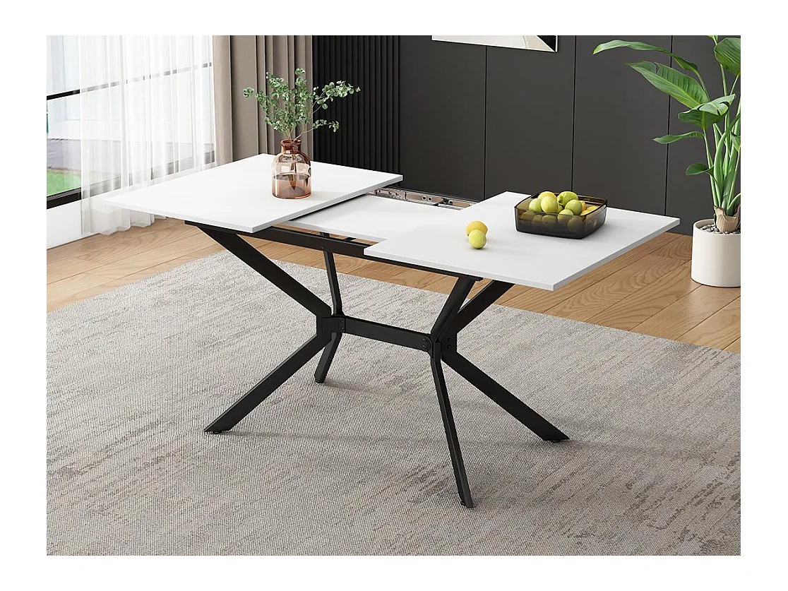 Tavolo da pranzo allungabile per 4-6 persone in MDF e metallo - Bianco e Nero