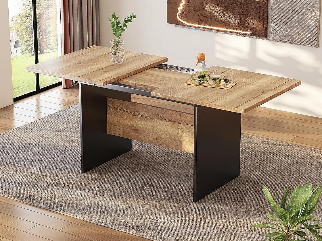 Uitschuifbare eettafel voor 4 tot 6 personen - in MDF - Bruin