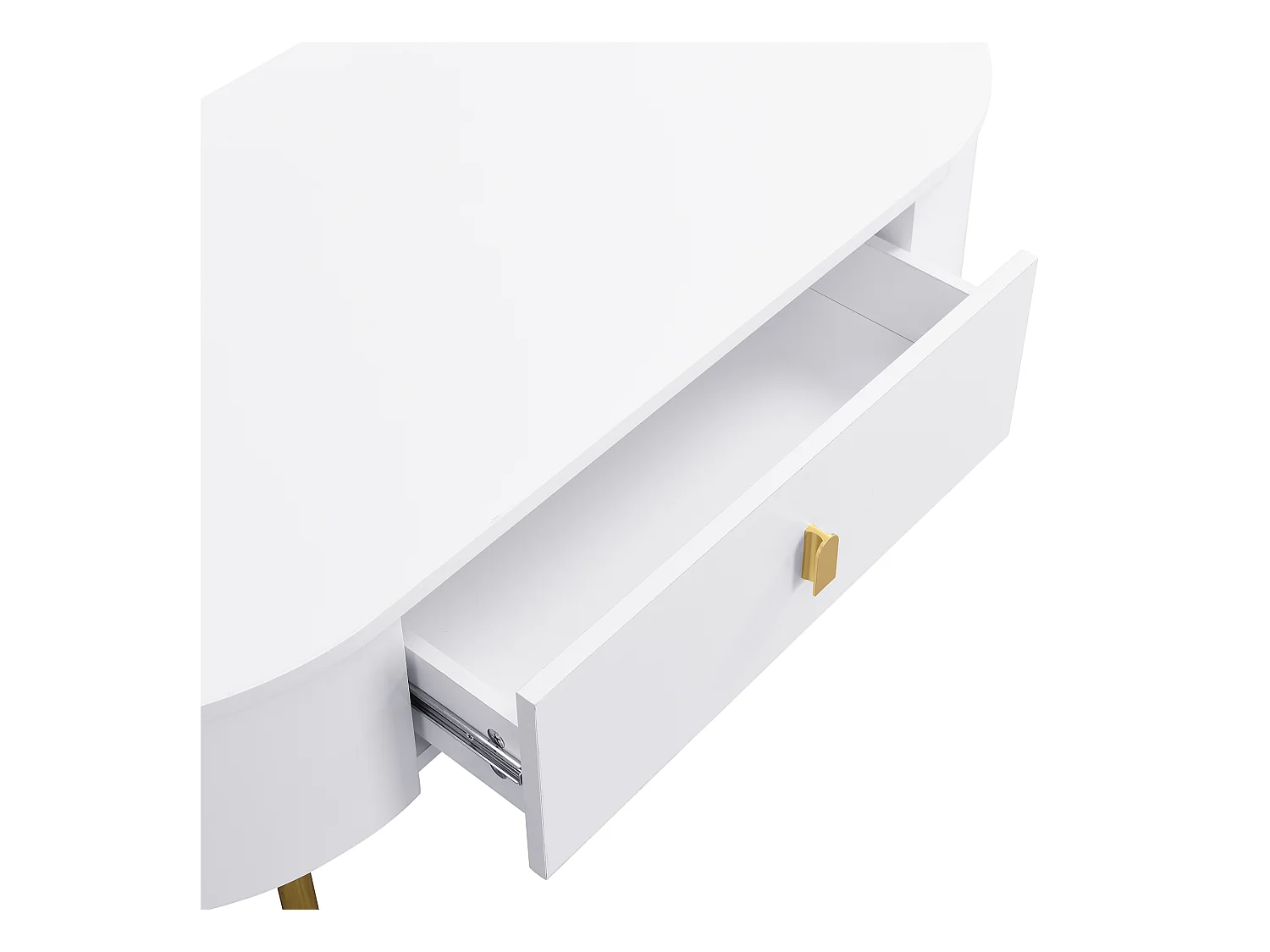 Moderne salontafel - 2 laden met gouden handgrepen en poten - MDF - Wit