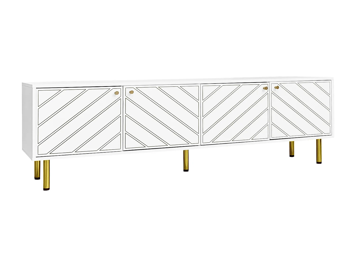 Meble RTV L 170cm - 4 drzwi - panele wiórowe i MDF - Biały