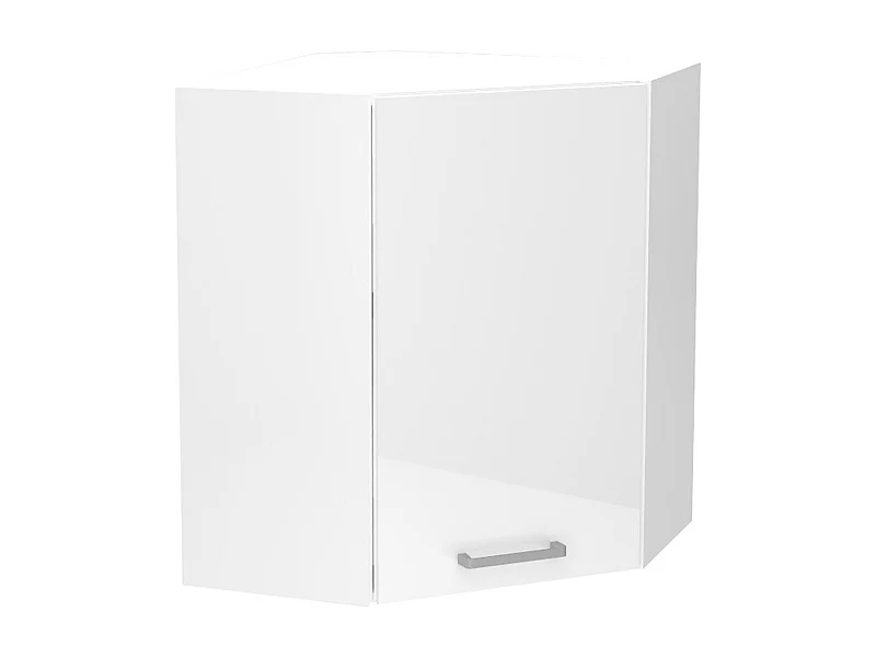Meuble d'angle haut de cuisine coloris blanc avec 1 porte - longueur 60 x profondeur 60  x hauteur 72 cm
