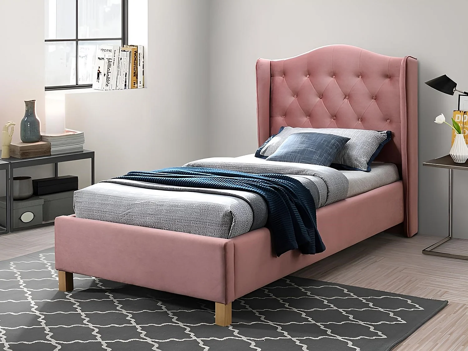 Lit Aspen XS (90x200)/Tissu/Rose