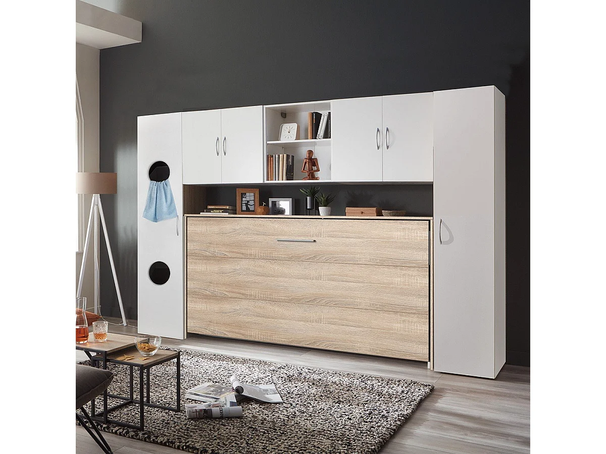 SCHRANKBETT Juist Eiche sägerau 212 / 117 / 105cm