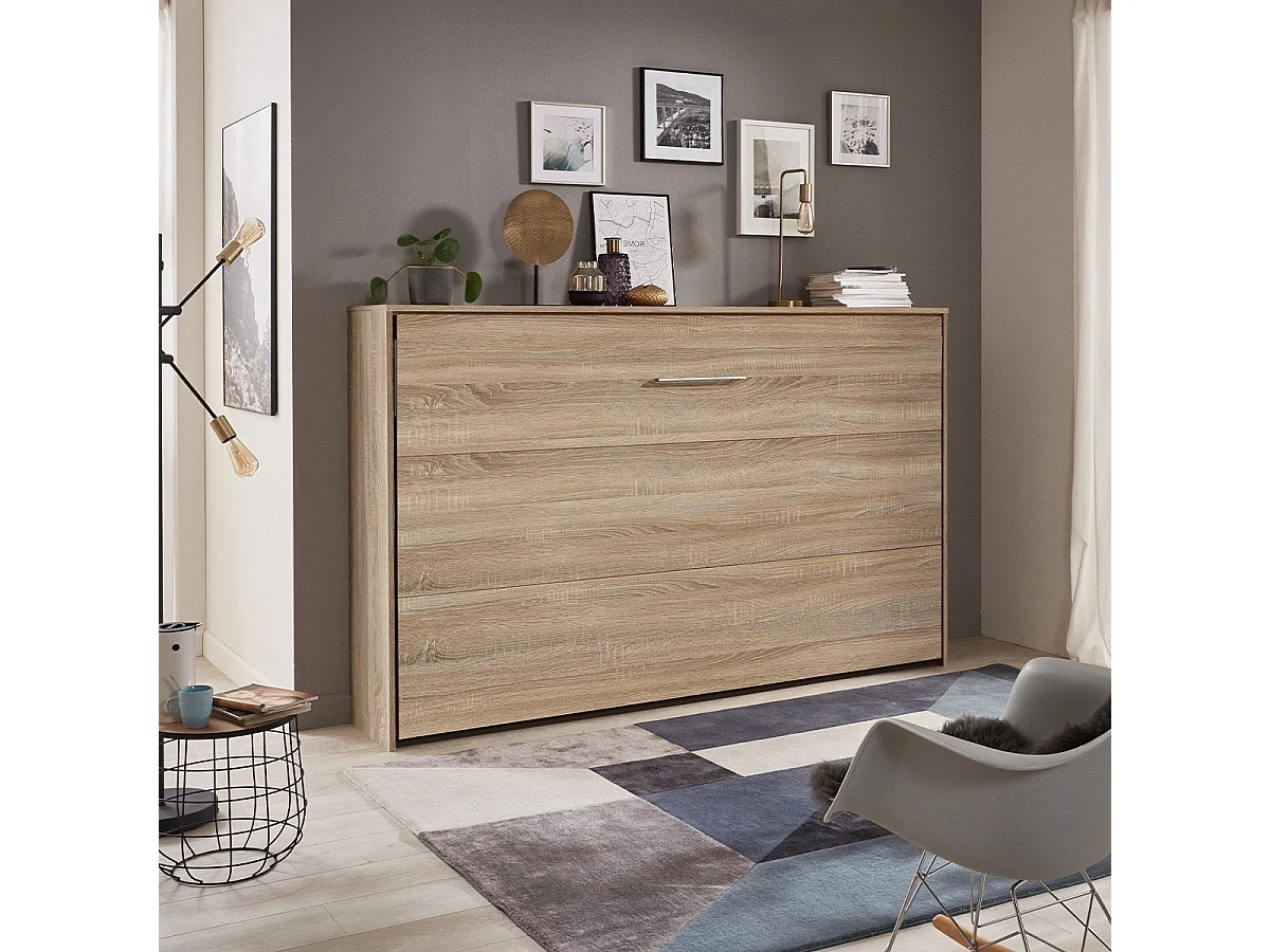 SCHRANKBETT Juist Eiche sägerau 212 / 147 / 134cm