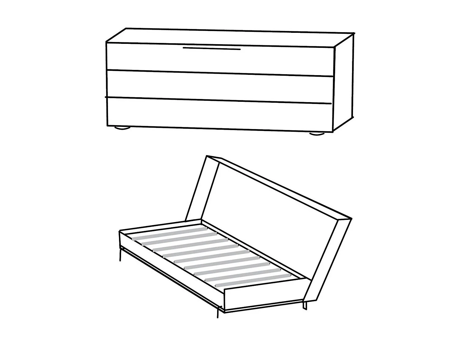 Lit escamotable horizontal 140x200 - L212 cm