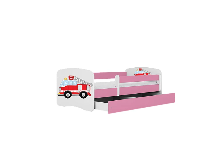 Lit babydreams rose pompiers sans tiroir avec matelas 140/70