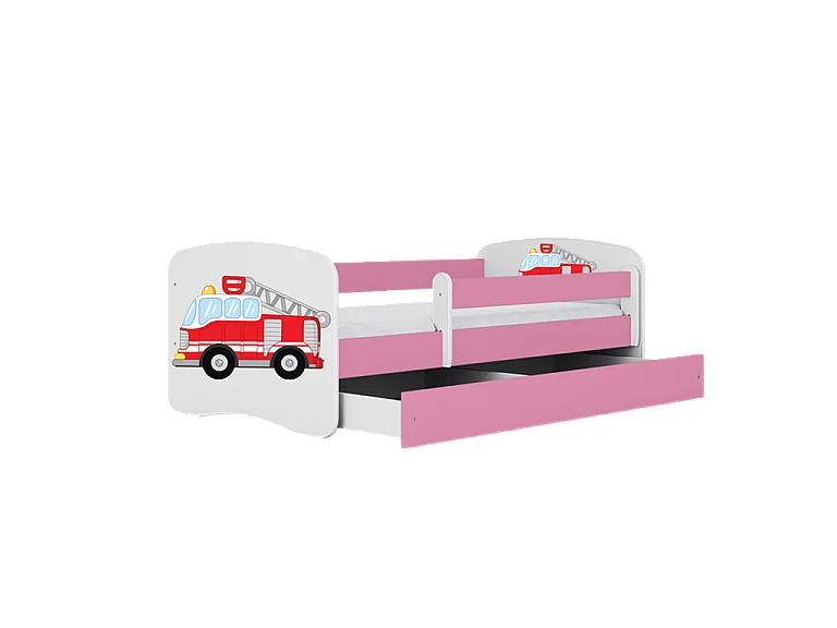 Lit babydreams rose pompiers sans tiroir avec matelas 180/80