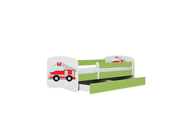 Lit babydreams pompiers vert sans tiroir avec matelas 140/70