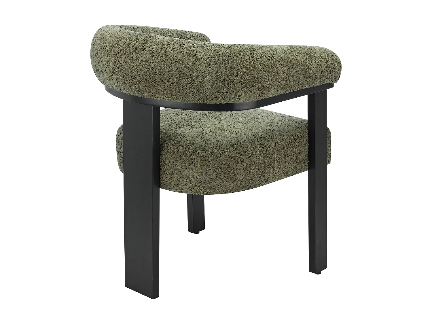 Lot de 6 chaises avec accoudoirs en tissu bouclette et bois d'hévéa noir - Kaki - LIVELIA de Pascal MORABITO