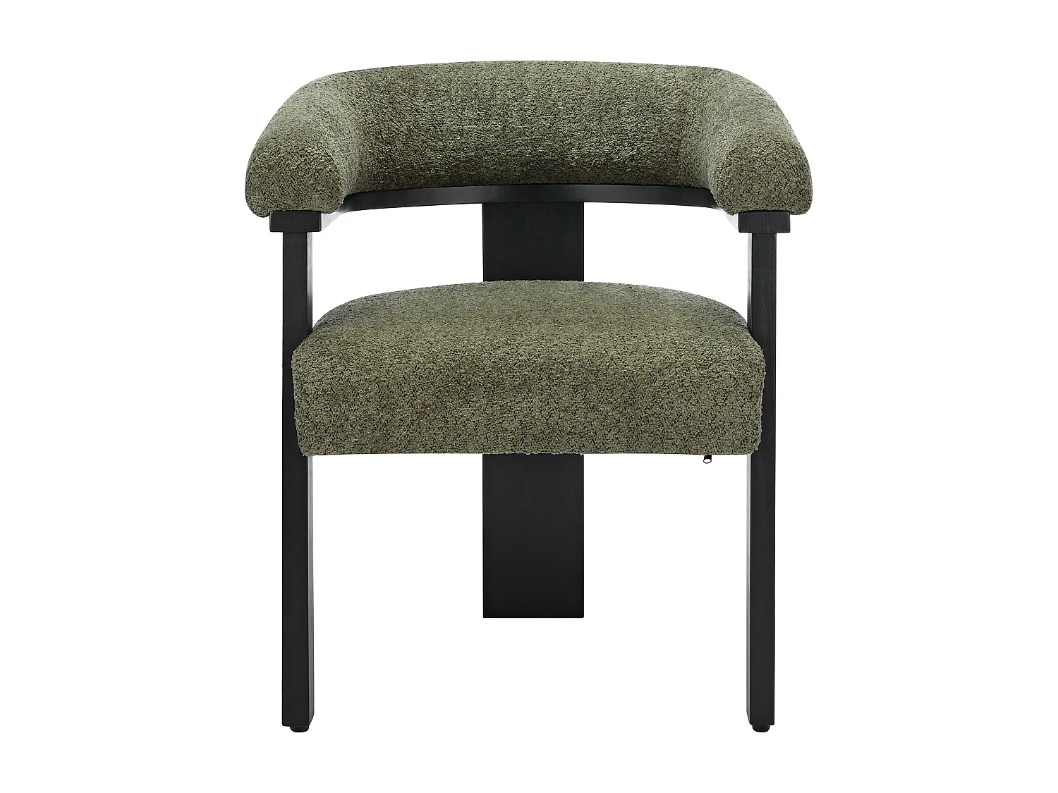 Lot de 6 chaises avec accoudoirs en tissu bouclette et bois d'hévéa noir - Kaki - LIVELIA de Pascal MORABITO