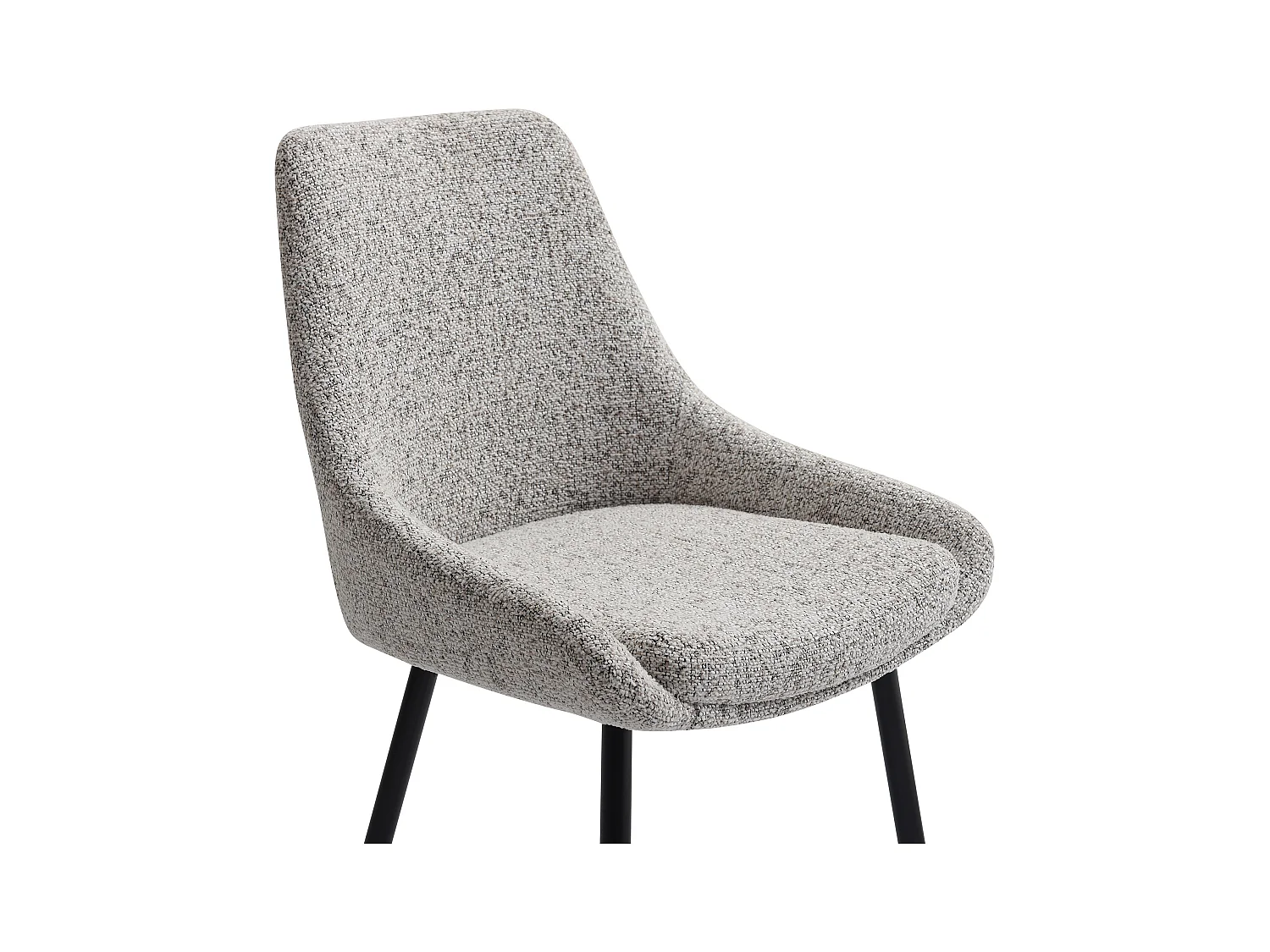 Lot de 6 chaises en tissu tweed et métal noir - Crème - MASURIE