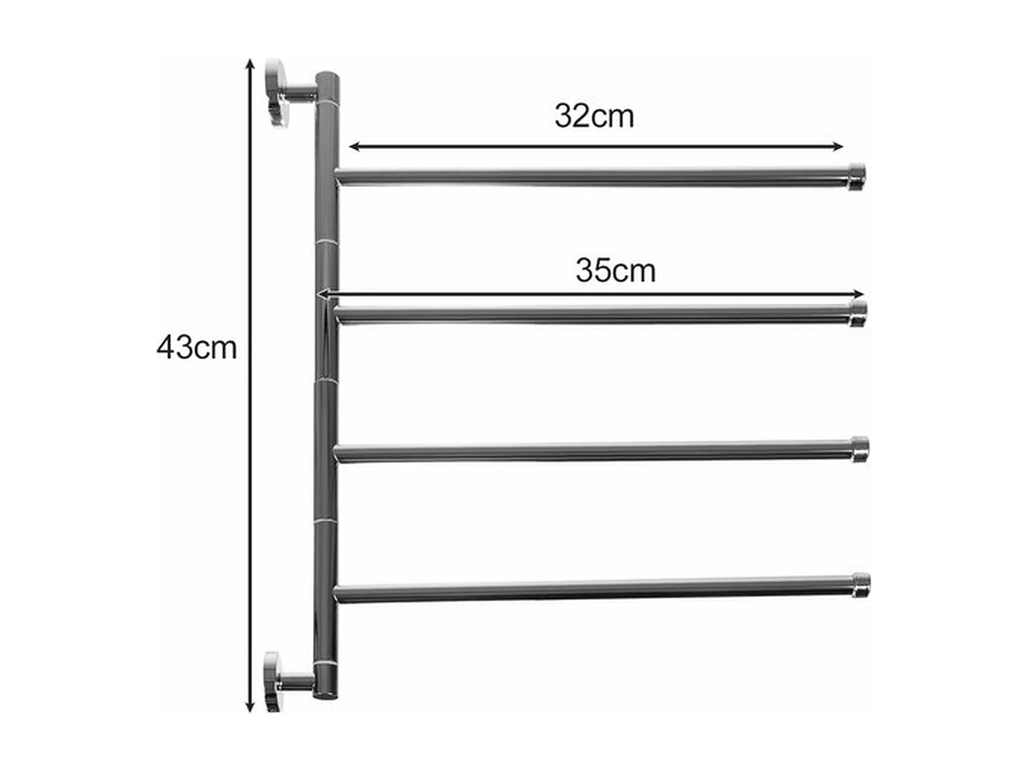 Porte-serviettes de salle de bain mural 43 x 35 cm