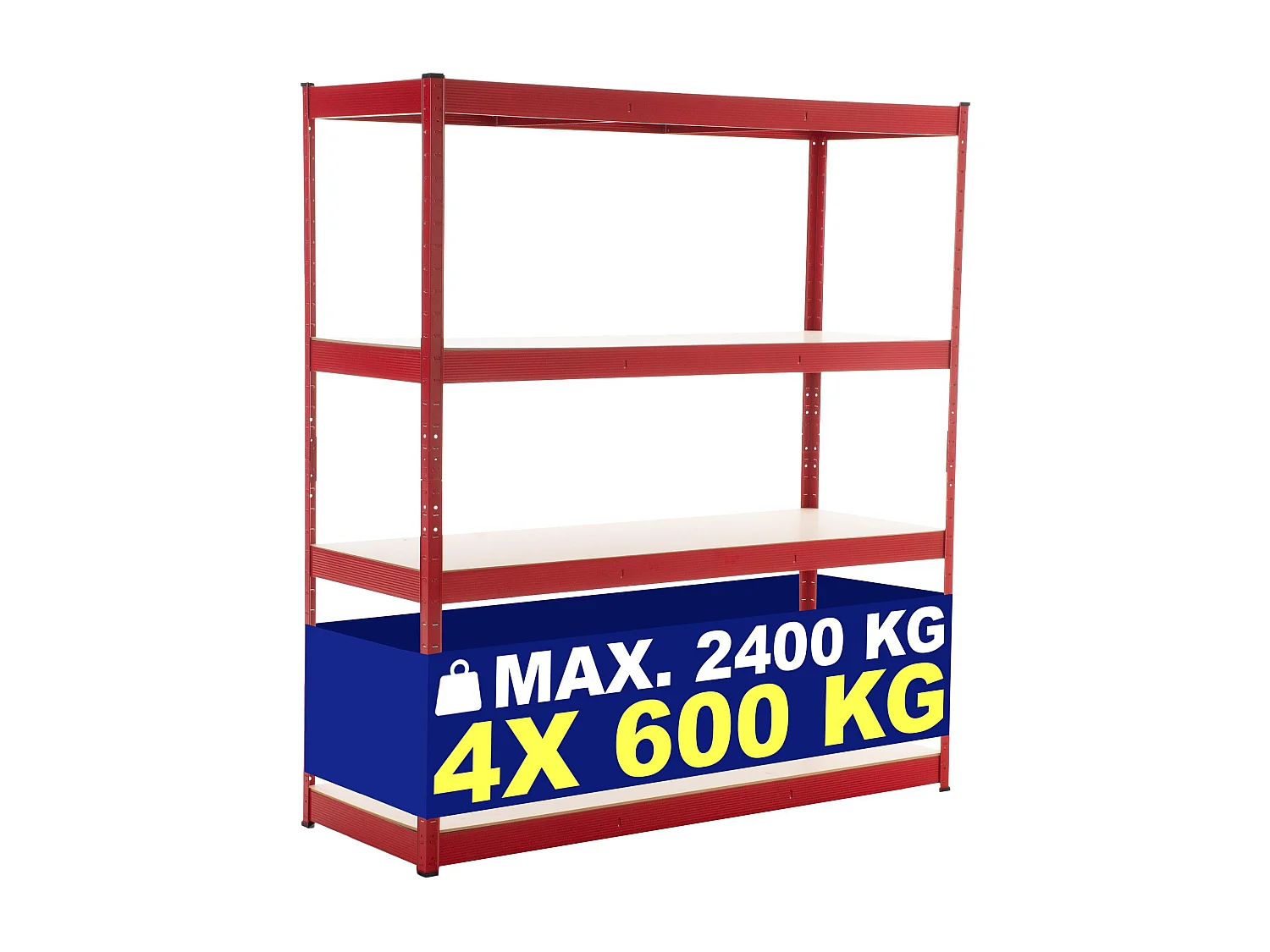 Étagère enfichable - Métal - 160 x 60 x 180cm - Rouge - Schwerlastregal