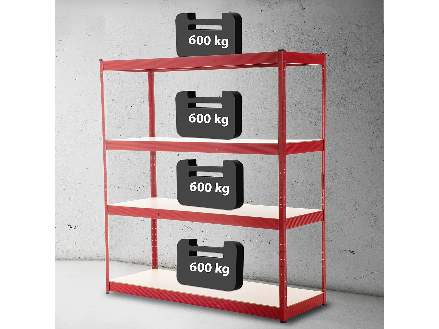 Étagère enfichable - Métal - 160 x 60 x 180cm - Rouge - Schwerlastregal