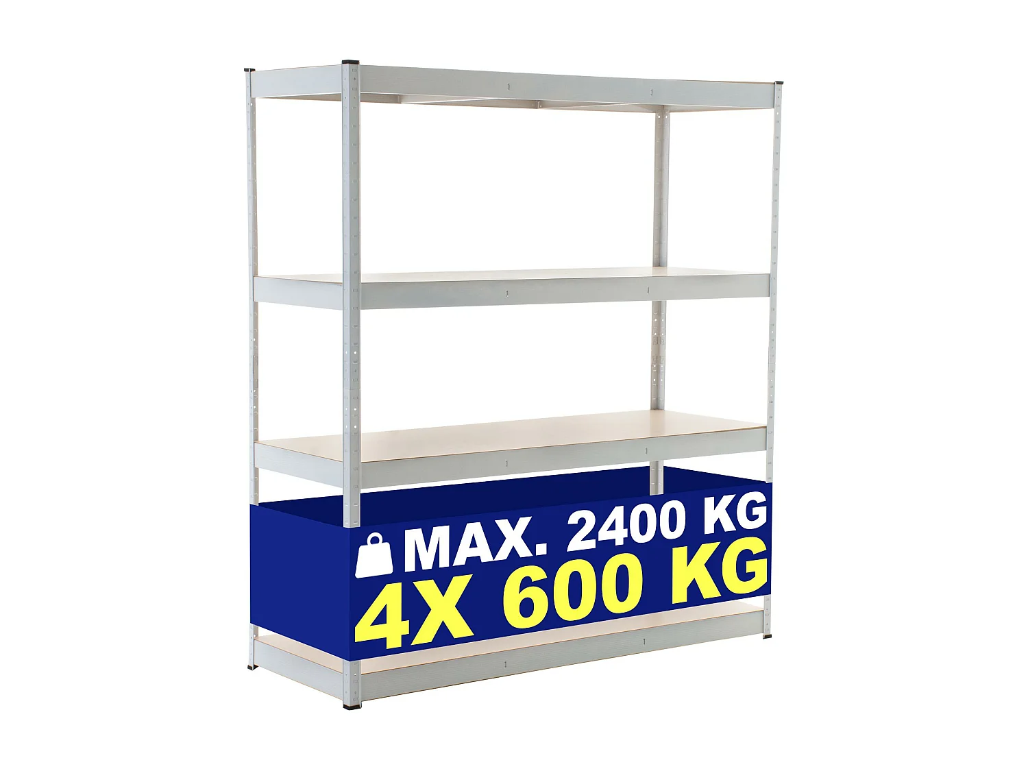 Étagère enfichable - Métal - 160 x 60 x 180cm - Blanc - Schwerlastregal