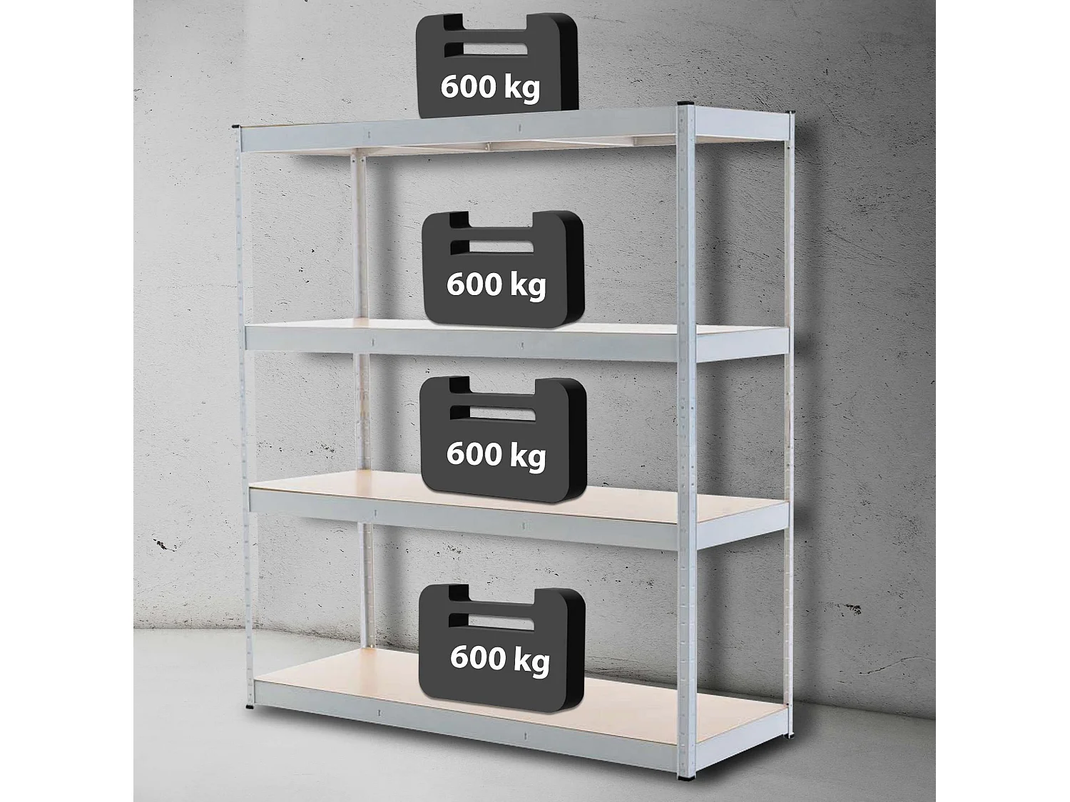 Étagère enfichable - Métal - 160 x 60 x 180cm - Blanc - Schwerlastregal