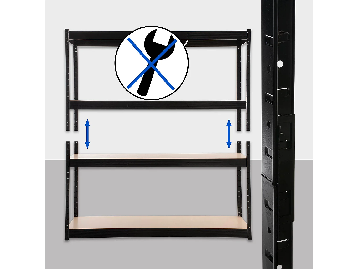 Étagère enfichable - Métal - 160 x 60 x 180cm - Noir - Schwerlastregal