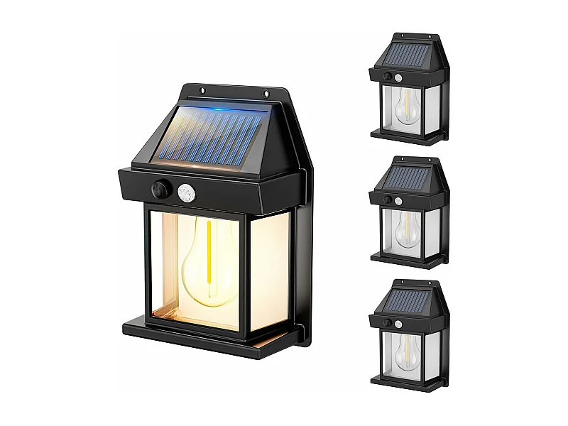 Lot de 4 Appliques Murales Solaires SUNFLARE Noir ABS H17cm