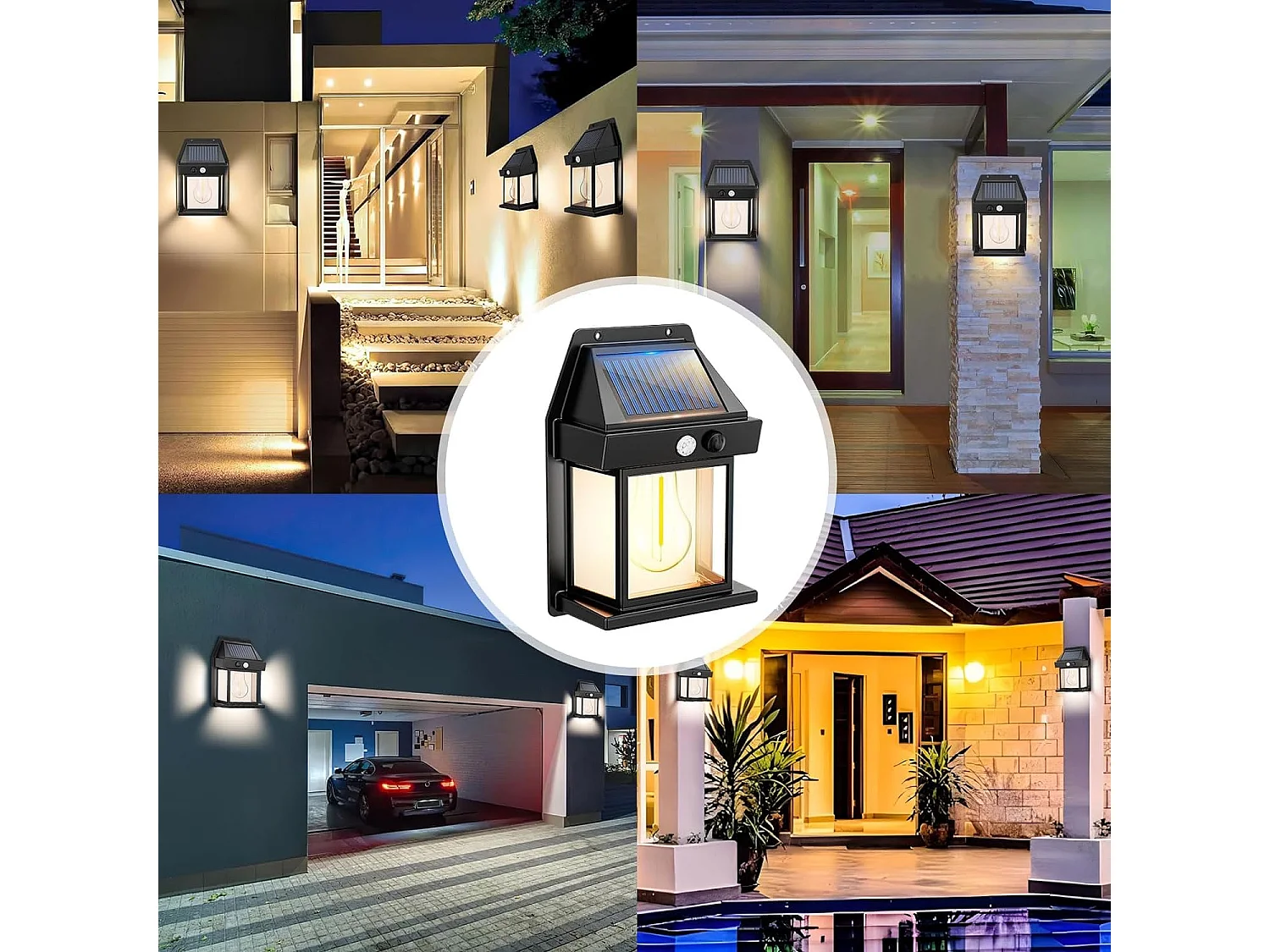 Lot de 4 Appliques Murales Solaires SUNFLARE Noir ABS H17cm