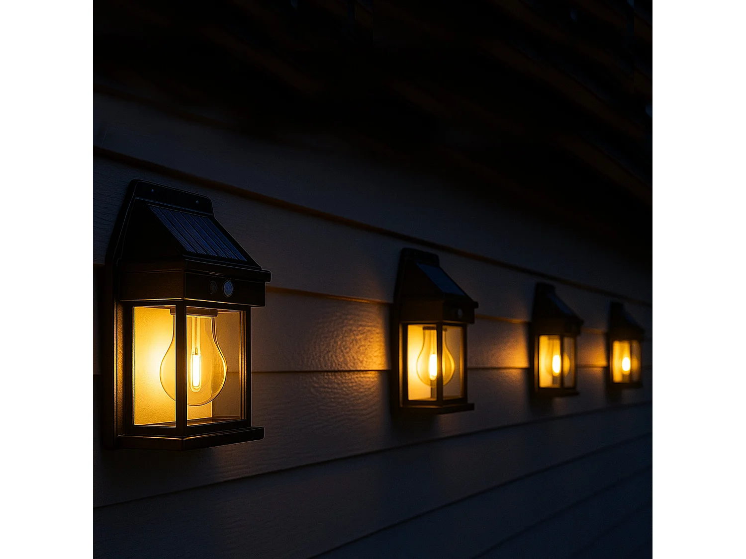 Lot de 4 Appliques Murales Solaires SUNFLARE Noir ABS H17cm