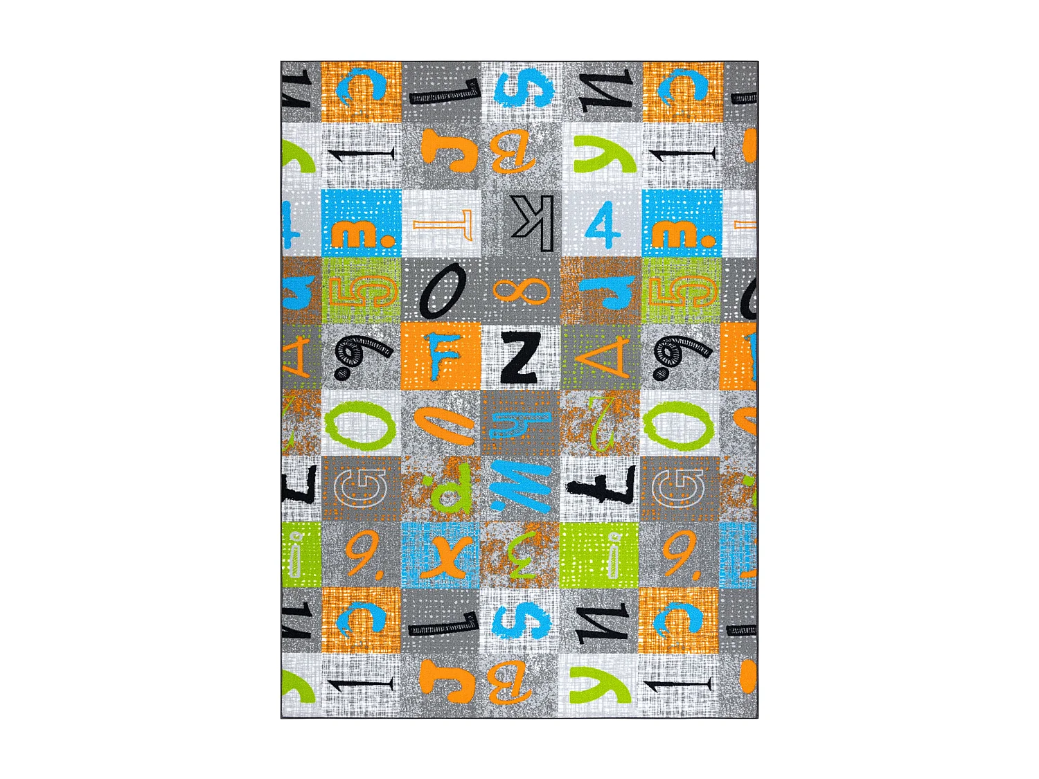 Tapete para crianças JUMPY Patchwork, Letras, Números cinzento / lar 100x500 cm