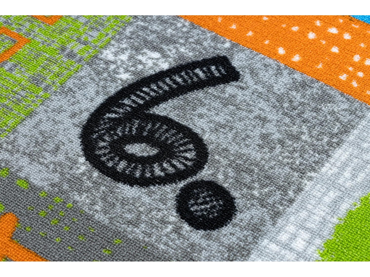 Alfombra para niños JUMPY Patchwork, Letras, Números gris / naranja  100x500 cm