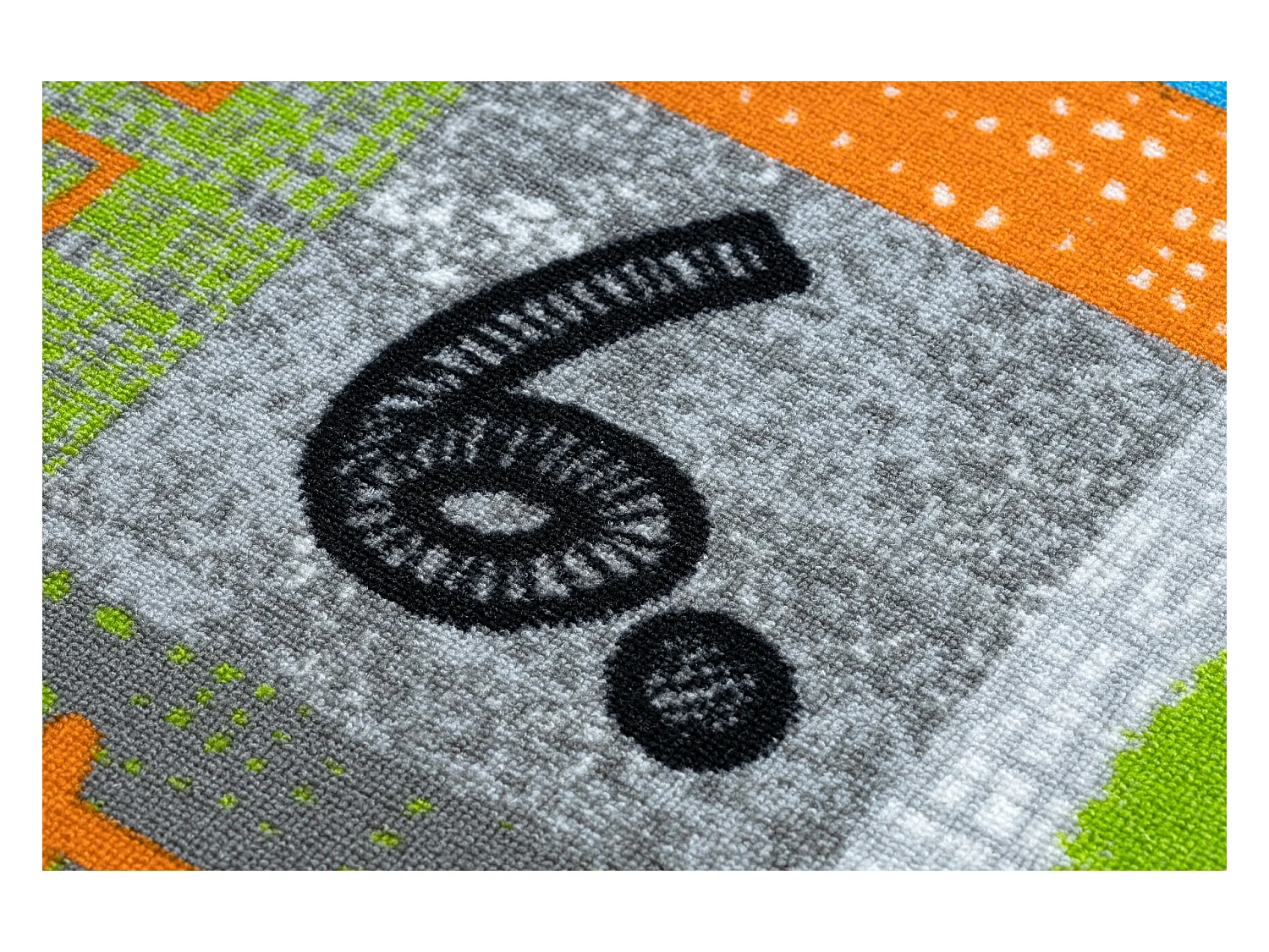 Moquette pour enfants JUMPY Patchwork, Lettres, Chiffres gris / orange 100x300 cm