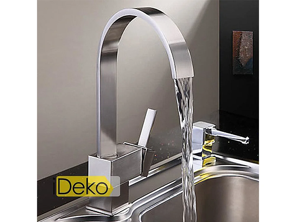 Robinet de cuisne en laiton Mitigeur d’évier cuisine brossé nickel Rotation à 360° facile