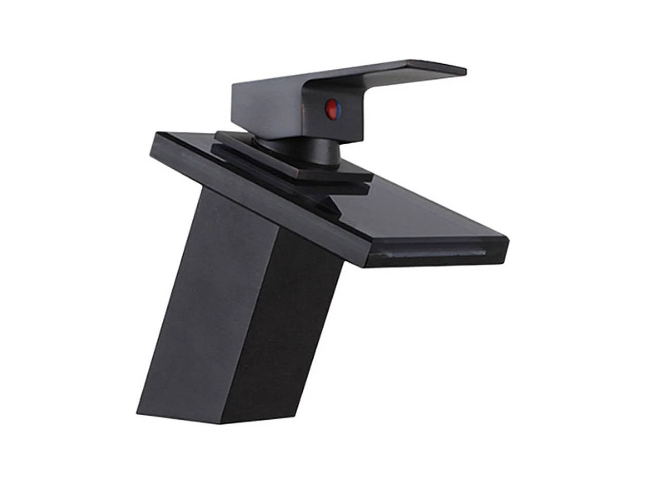 Robinet de salle de bain Mitigeur Lavabo sdb cascade laiton verre Noir
