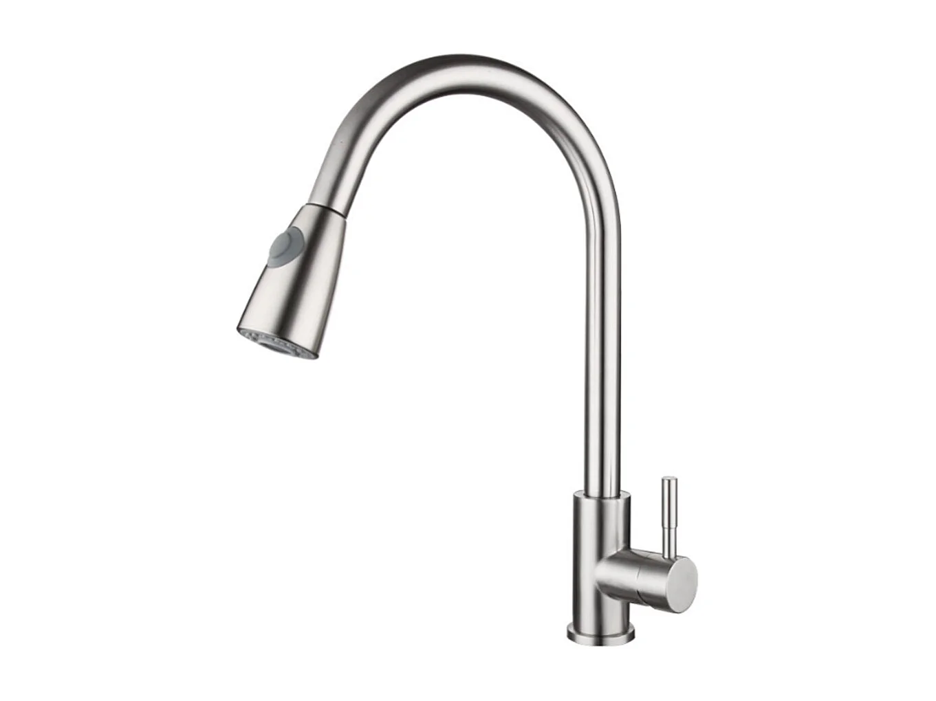 Robinet de cuisine Mitigeur Robinet d'évier rotation à 360 degrés Avec spray démontable Laiton Nickel brossé