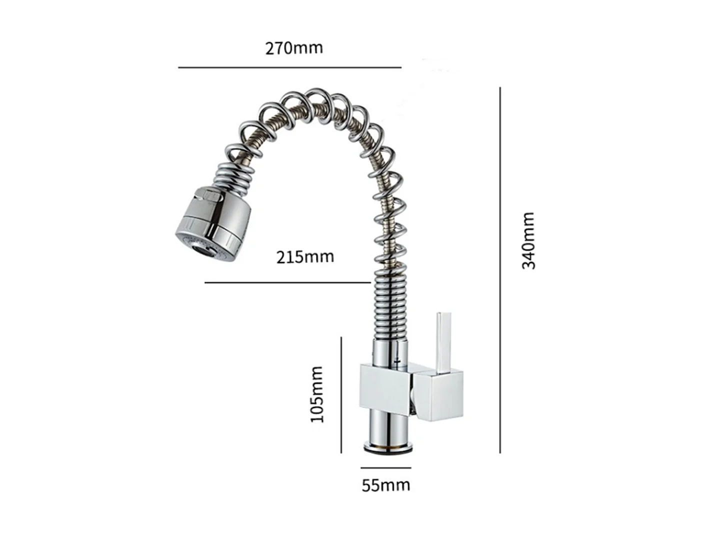 Robinet de cuisine 2 jet étirable avec Flexible chrom en laiton