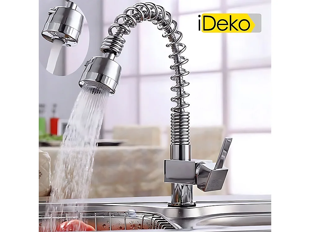 Robinet de cuisine 2 jet étirable avec Flexible chrom en laiton