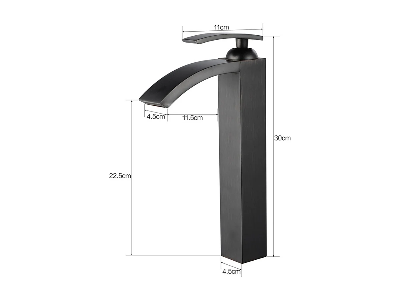 Robinet de salle de bain Mitigeur lavabo cascade Haut cascade Noir Flexible