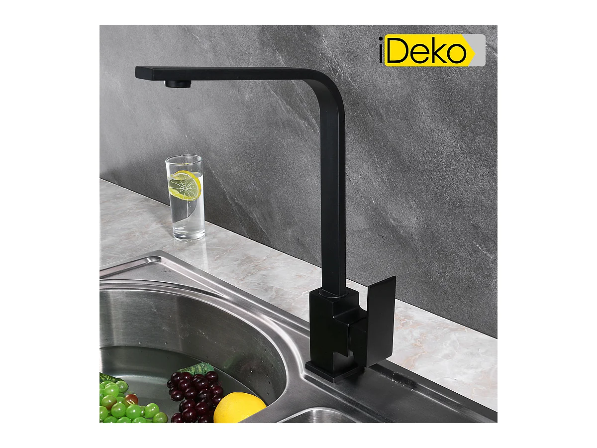 Robinet de cuisine noir à rotation de 360 degrés Mitigeur Cuisine Monocommande famille standard laiton