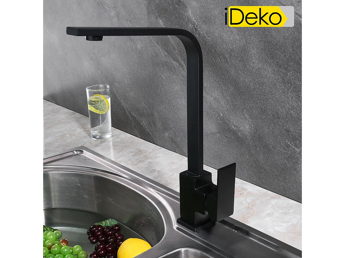 Robinet de cuisine noir à rotation de 360 degrés Mitigeur Cuisine Monocommande famille standard laiton