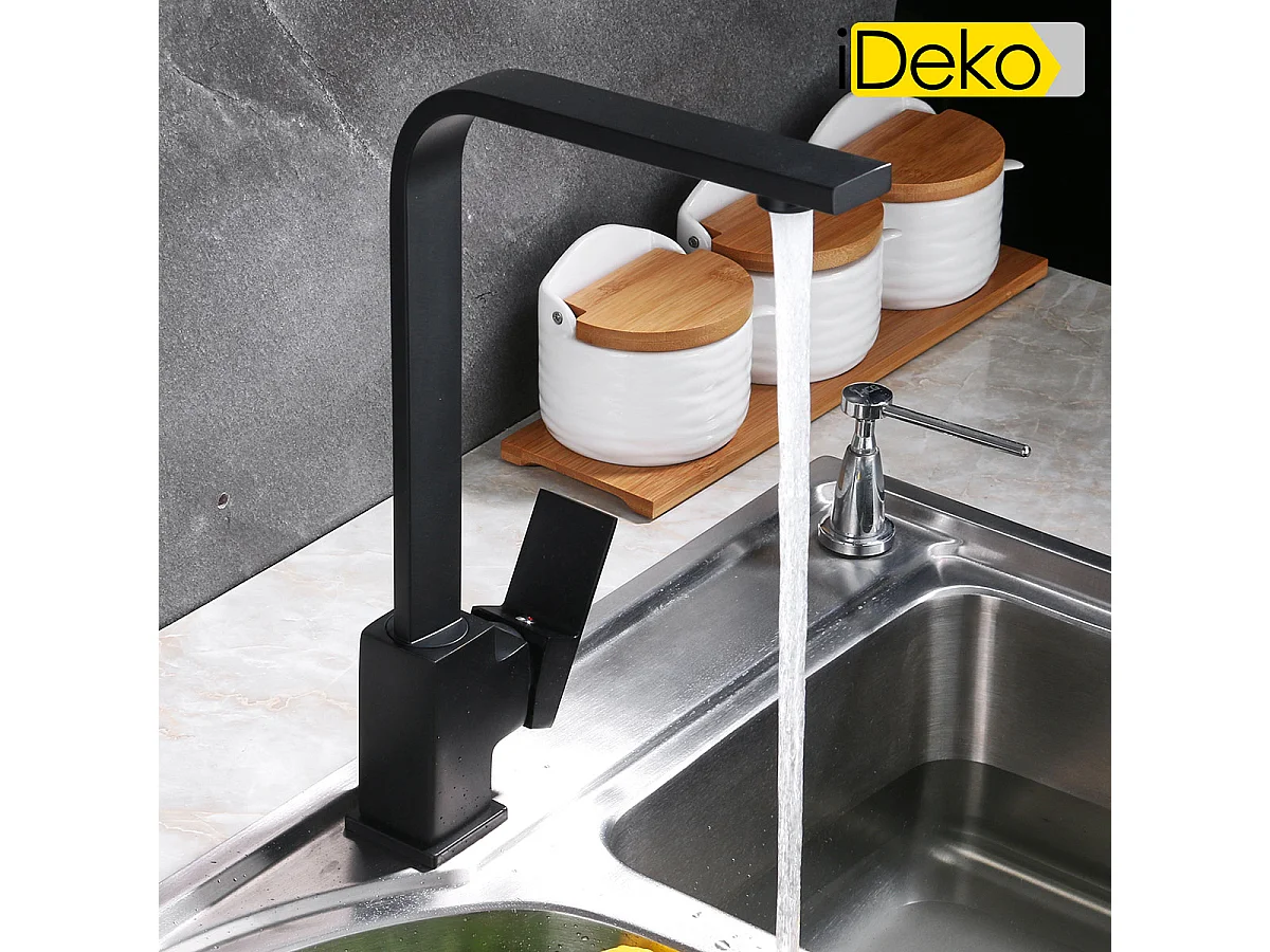 Robinet de cuisine noir à rotation de 360 degrés Mitigeur Cuisine Monocommande famille standard laiton